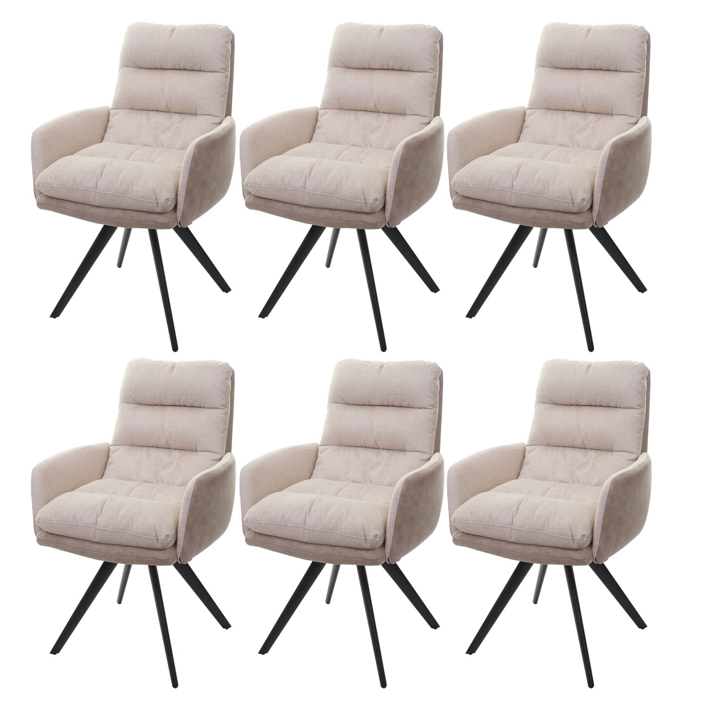 Cosmo Casa - Set van 6 Eetkamerstoelen - Swivel - Textiel - Crème