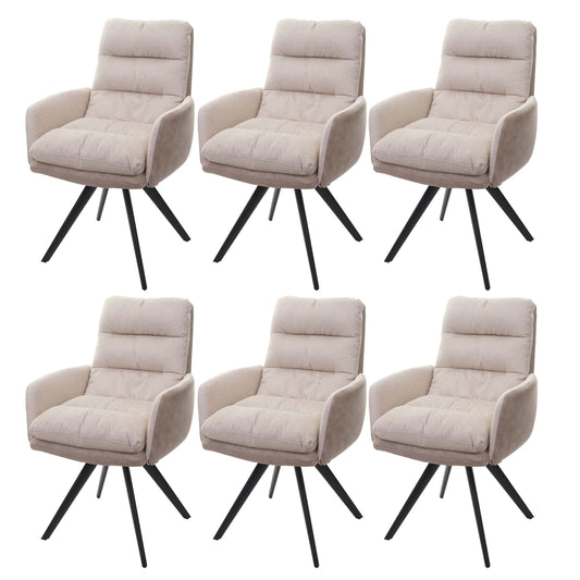 Cosmo Casa - Set van 6 Eetkamerstoelen - Swivel - Textiel - Crème