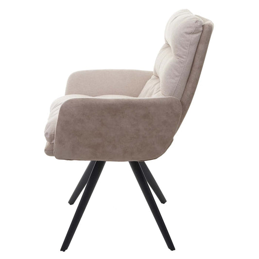Cosmo Casa - Set van 6 Eetkamerstoelen - Swivel - Textiel - Crème