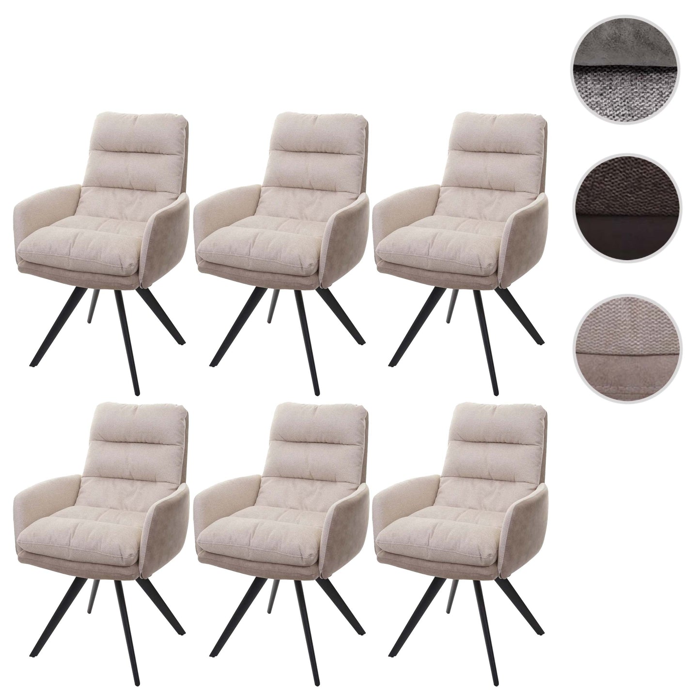 Cosmo Casa - Set van 6 Eetkamerstoelen - Swivel - Textiel - Crème