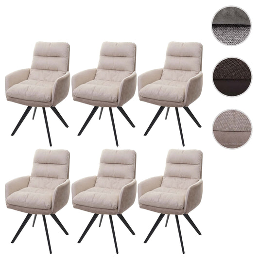 Cosmo Casa - Set van 6 Eetkamerstoelen - Swivel - Textiel - Crème