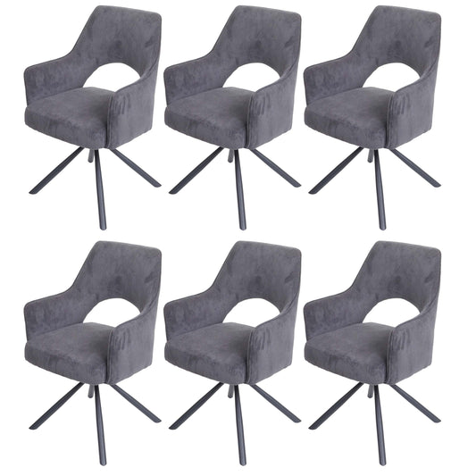 Cosmo Casa - Set van 6 Eetkamerstoelen - Swivel - Textiel - Corduroy Donkergrijs