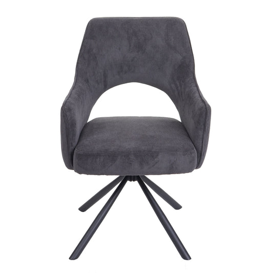Cosmo Casa - Set van 6 Eetkamerstoelen - Swivel - Textiel - Corduroy Donkergrijs