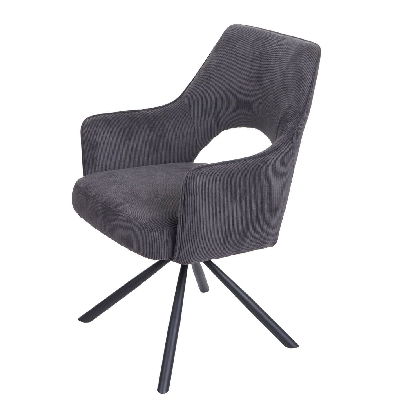 Cosmo Casa - Set van 6 Eetkamerstoelen - Swivel - Textiel - Corduroy Donkergrijs