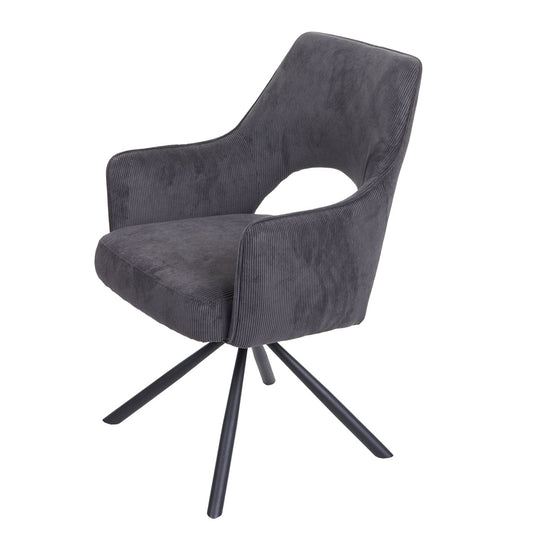 Cosmo Casa - Set van 6 Eetkamerstoelen - Swivel - Textiel - Corduroy Donkergrijs