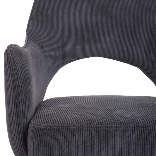 Cosmo Casa - Set van 6 Eetkamerstoelen - Swivel - Textiel - Corduroy Donkergrijs