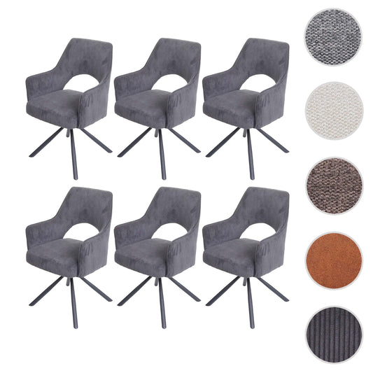 Cosmo Casa - Set van 6 Eetkamerstoelen - Swivel - Textiel - Corduroy Donkergrijs