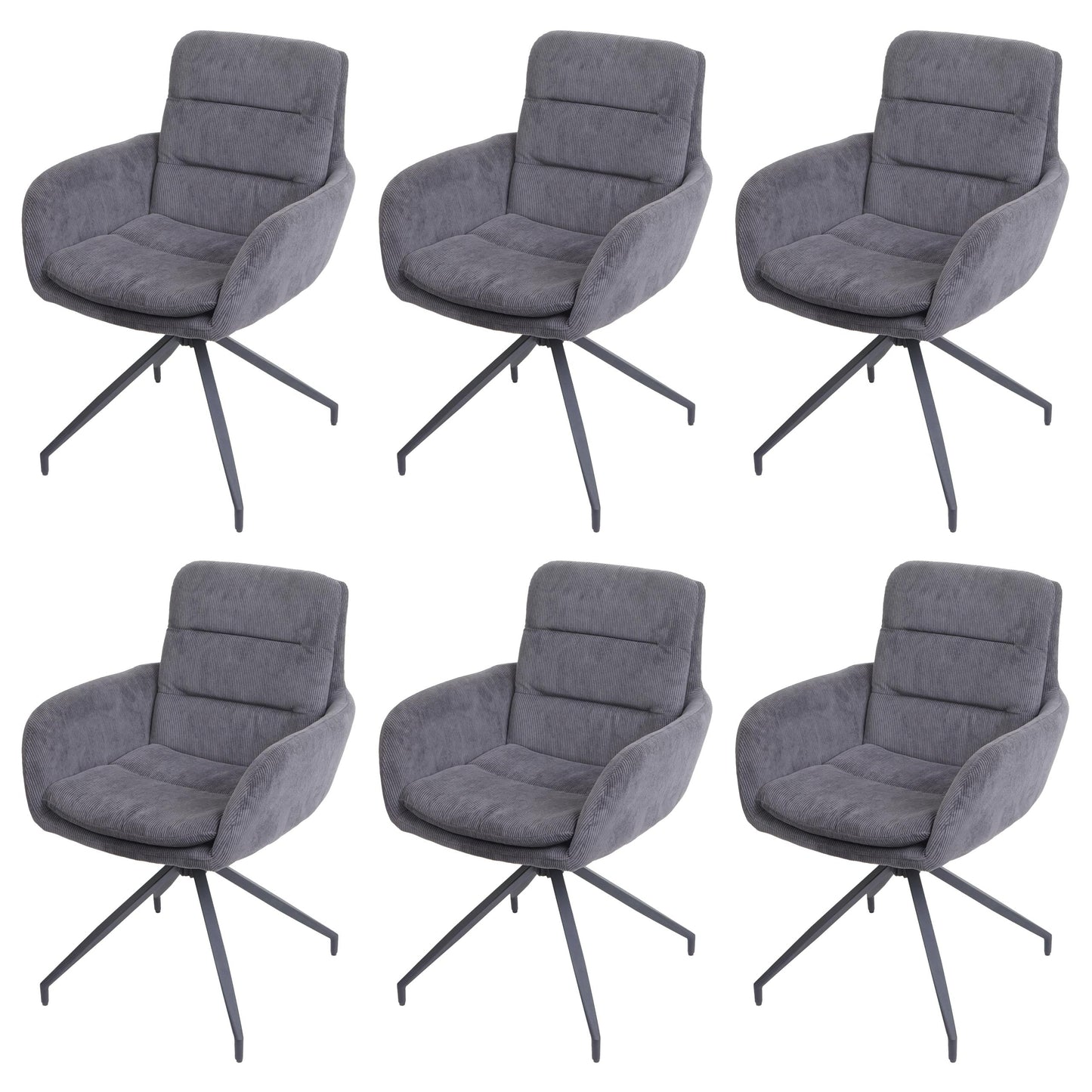 Cosmo Casa - Set van 6 Eetkamerstoelen - Swivel - Snoerlook - Grijs