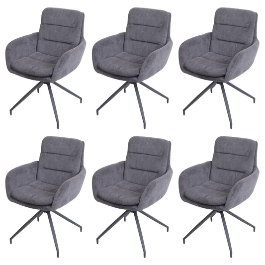 Cosmo Casa - Set van 6 Eetkamerstoelen - Swivel - Snoerlook - Grijs