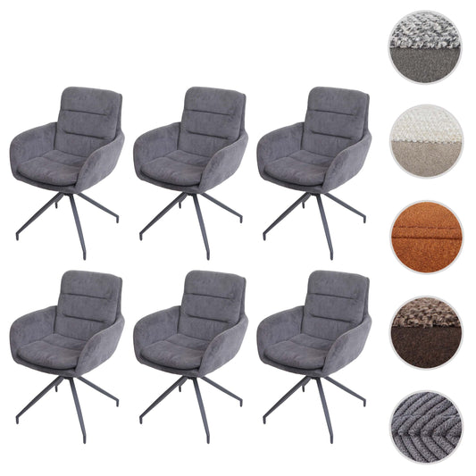 Cosmo Casa - Set van 6 Eetkamerstoelen - Swivel - Snoerlook - Grijs
