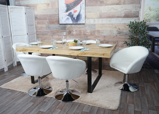 Cosmo Casa - Set van 6 Eetkamerstoelen - Verstelbaar - Textiel - Crème-Wit