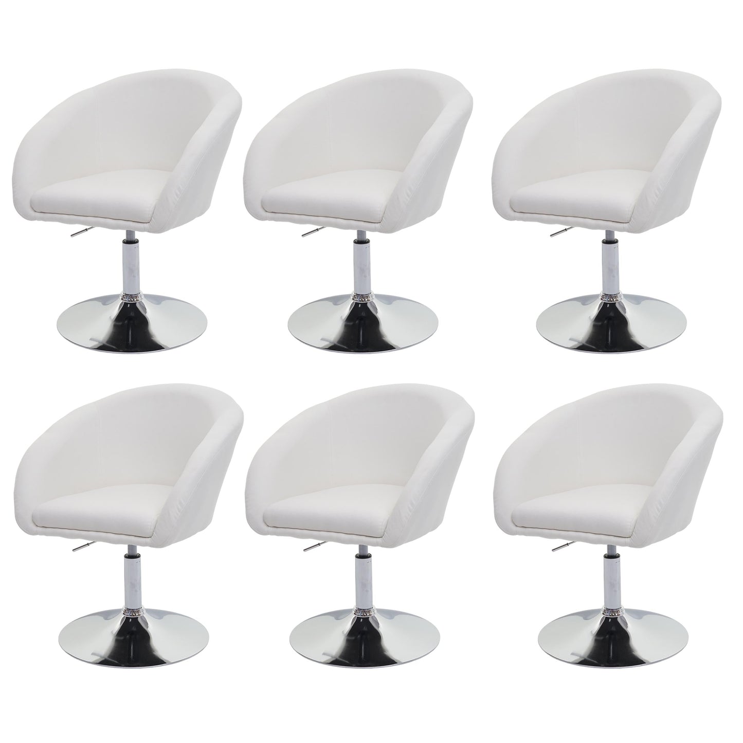 Cosmo Casa - Set van 6 Eetkamerstoelen - Verstelbaar - Textiel - Crème-Wit