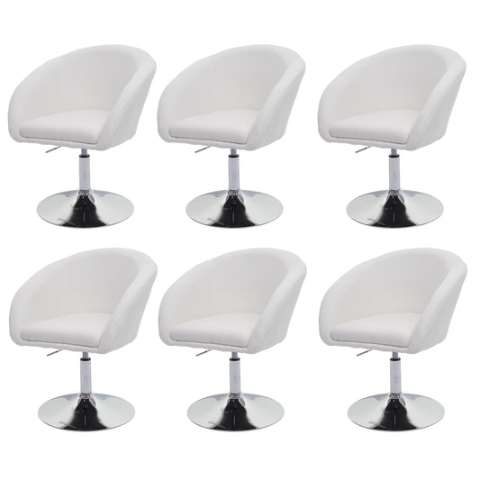 Cosmo Casa - Set van 6 Eetkamerstoelen - Verstelbaar - Textiel - Crème-Wit