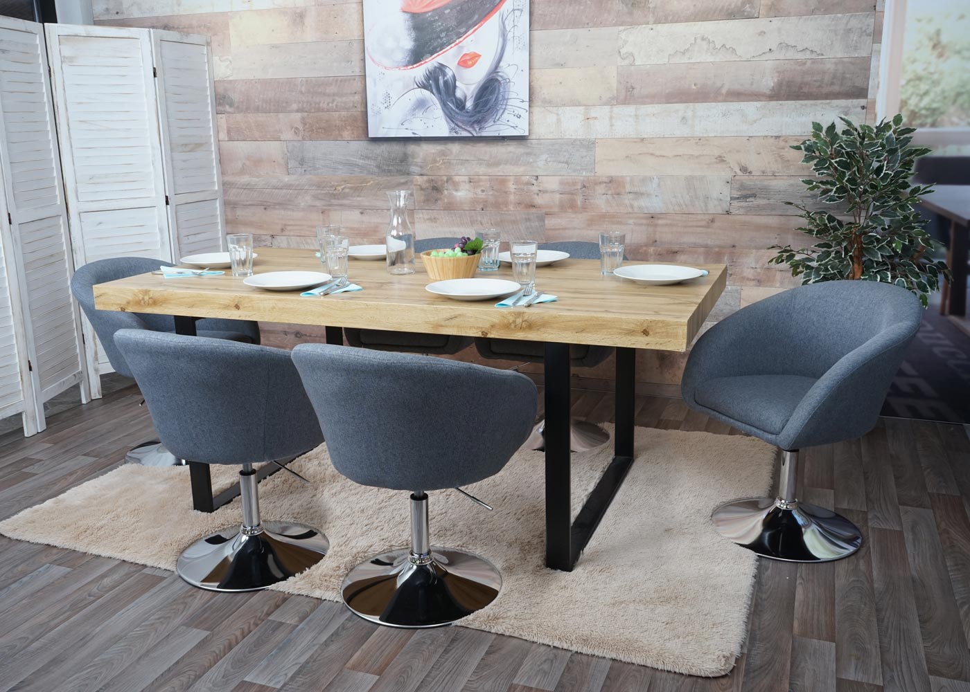 Cosmo Casa - Set van 6 Eetkamerstoelen - Verstelbaar - Textiel - Donkergrijs