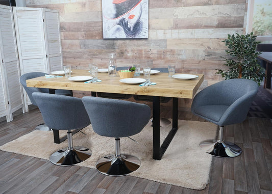 Cosmo Casa - Set van 6 Eetkamerstoelen - Verstelbaar - Textiel - Donkergrijs