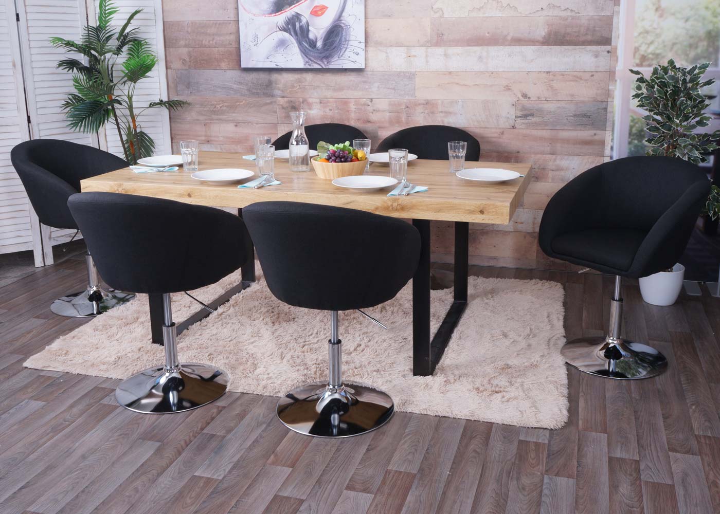 Cosmo Casa - Set van 6 Eetkamerstoelen - Verstelbaar - Textiel - Antraciet