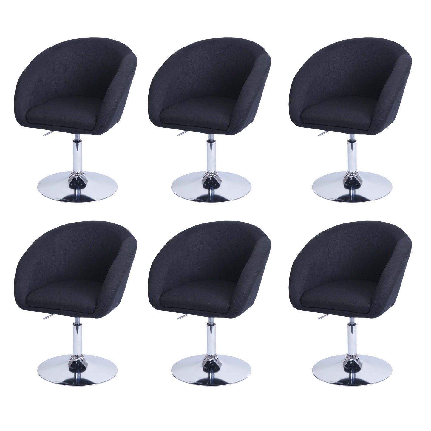 Cosmo Casa - Set van 6 Eetkamerstoelen - Verstelbaar - Textiel - Antraciet