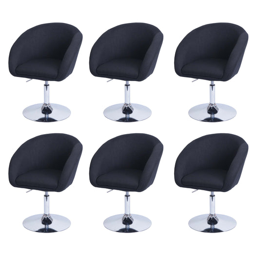 Cosmo Casa - Set van 6 Eetkamerstoelen - Verstelbaar - Textiel - Antraciet