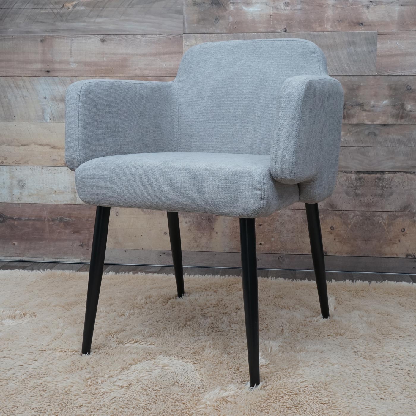 Cosmo Casa - Set van 6 Eetkamerstoelen - Gestoffeerd met Armleuningen - Textiel & Metaal - Grijs