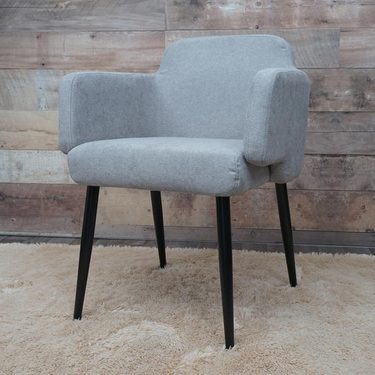 Cosmo Casa - Set van 6 Eetkamerstoelen - Gestoffeerd met Armleuningen - Textiel & Metaal - Grijs