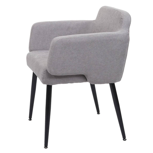 Cosmo Casa - Set van 6 Eetkamerstoelen - Gestoffeerd met Armleuningen - Textiel & Metaal - Grijs