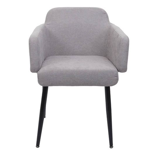 Cosmo Casa - Set van 6 Eetkamerstoelen - Gestoffeerd met Armleuningen - Textiel & Metaal - Grijs