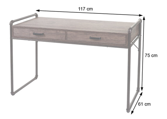 Cosmo Casa - Bureau - Industrieel - Hout - Wild eikenlook - 75×120×60 cm
