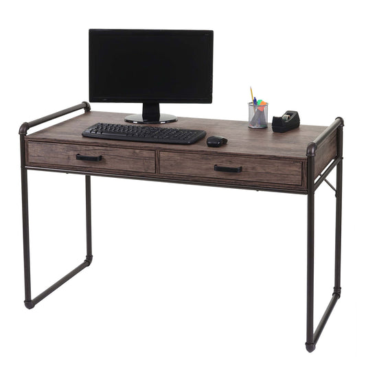 Cosmo Casa - Bureau - Industrieel - Hout - Wild eikenlook - 75×120×60 cm