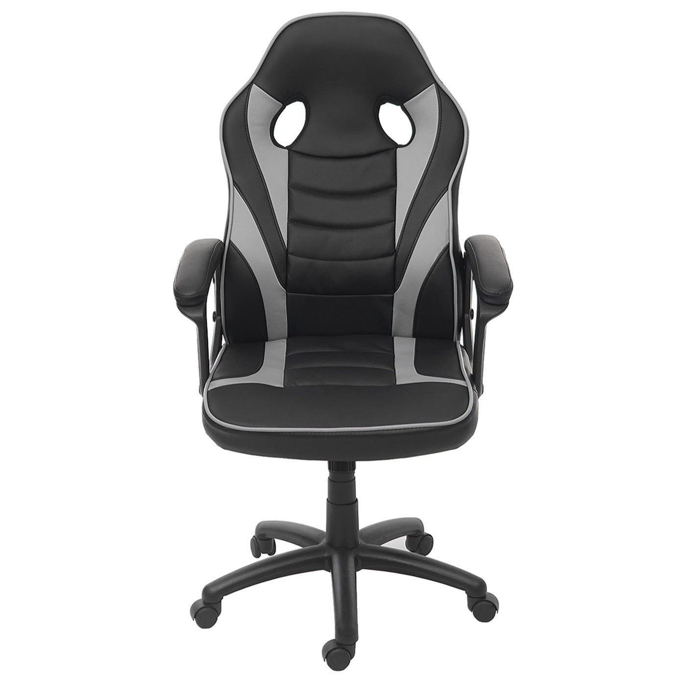 Cosmo Casa - Bureaustoel - Racestoel - Textiel & Kunstleer - Zwart & Grijs