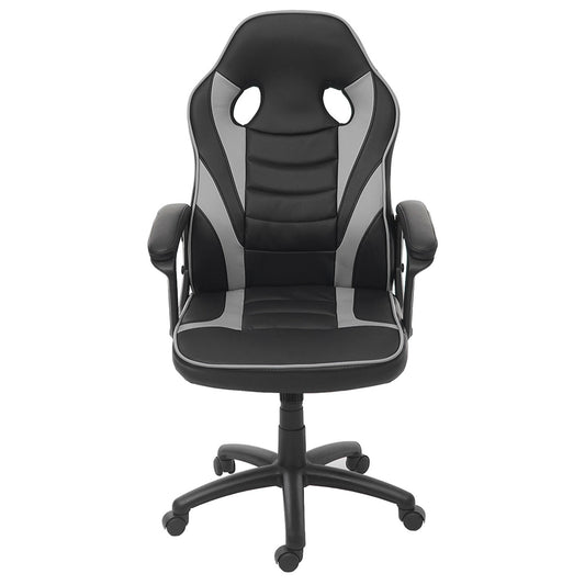 Cosmo Casa - Bureaustoel - Racestoel - Textiel & Kunstleer - Zwart & Grijs