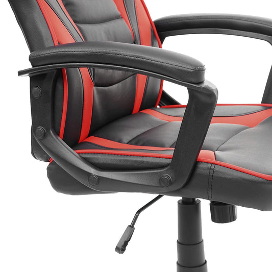 Cosmo Casa - Bureaustoel - Racestoel - Textiel & Kunstleer - Zwart & Rood