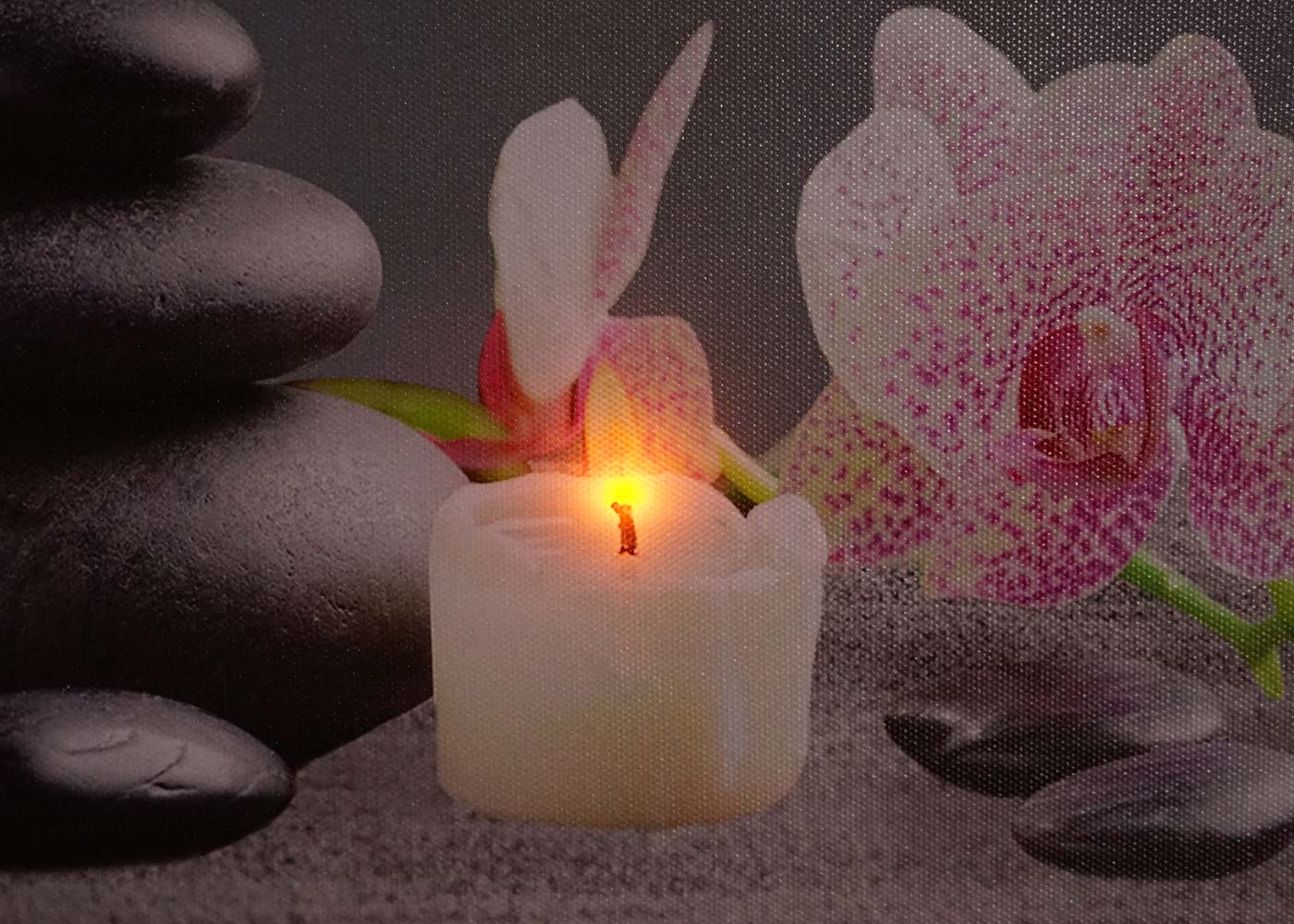 Cosmo Casa - Wanddecoratie - LED-Canvasfoto - Verlichte Foto - Boeddha - Zwart