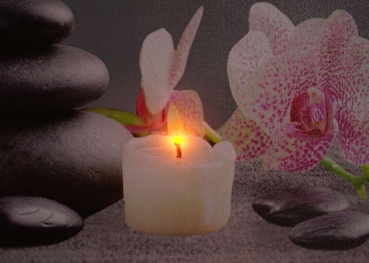 Cosmo Casa - Wanddecoratie - LED-Canvasfoto - Verlichte Foto - Boeddha - Zwart