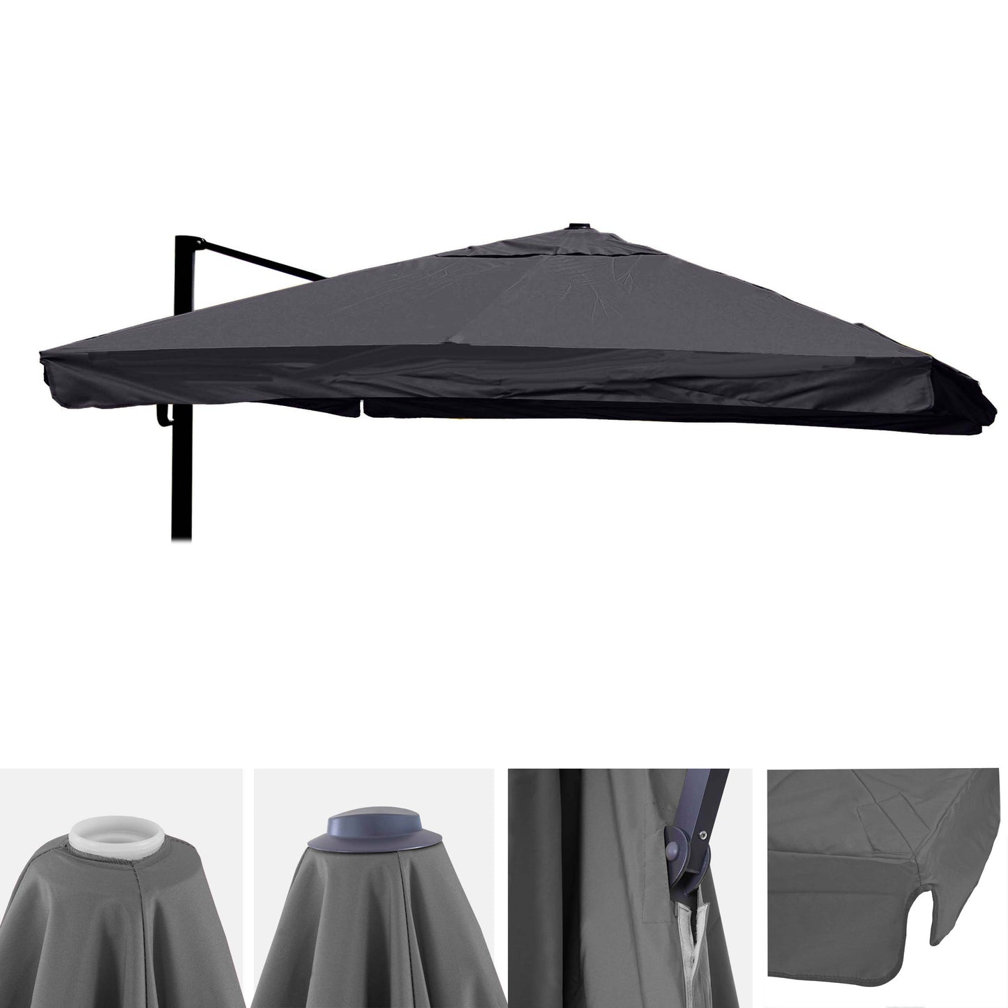 Cosmo Casa - Vervanghoes - Parasolhoes - Polyester - Antraciet - 3,5×3,5 m (Ø 4,95 m) - 4 kg