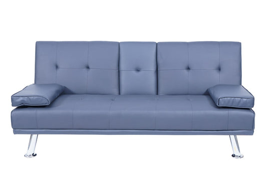 Cosmo Casa - 3-zitsbank - Bekerhouder - Kunstleer - Donkerblauw - 97×166 cm