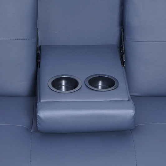 Cosmo Casa - 3-zitsbank - Bekerhouder - Kunstleer - Donkerblauw - 97×166 cm