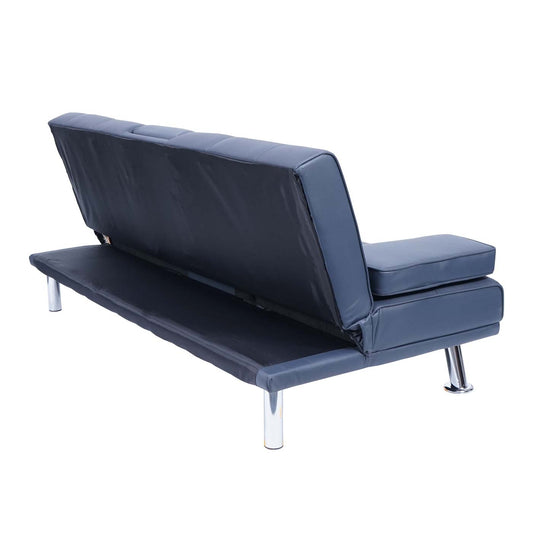 Cosmo Casa - 3-zitsbank - Bekerhouder - Kunstleer - Donkerblauw - 97×166 cm