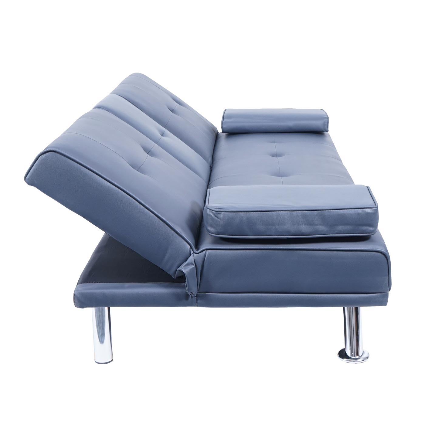 Cosmo Casa - 3-zitsbank - Bekerhouder - Kunstleer - Donkerblauw - 97×166 cm