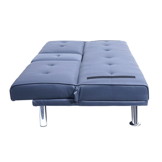 Cosmo Casa - 3-zitsbank - Bekerhouder - Kunstleer - Donkerblauw - 97×166 cm