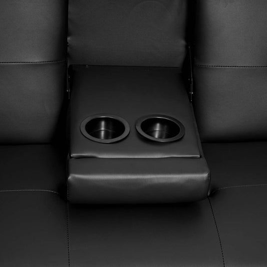 Cosmo Casa - 3-zitsbank - Bekerhouder - Kunstleer - Zwart - 97×166 cm