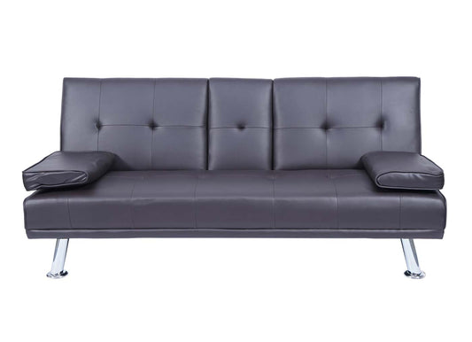 Cosmo Casa - 3-zitsbank - Bekerhouder - Kunstleer - Bruin - 97×166 cm