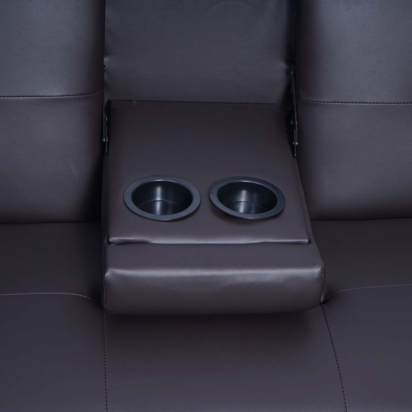 Cosmo Casa - 3-zitsbank - Bekerhouder - Kunstleer - Bruin - 97×166 cm