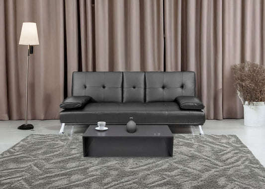 Cosmo Casa - 3-zitsbank - Bekerhouder - Kunstleer - Bruin - 97×166 cm