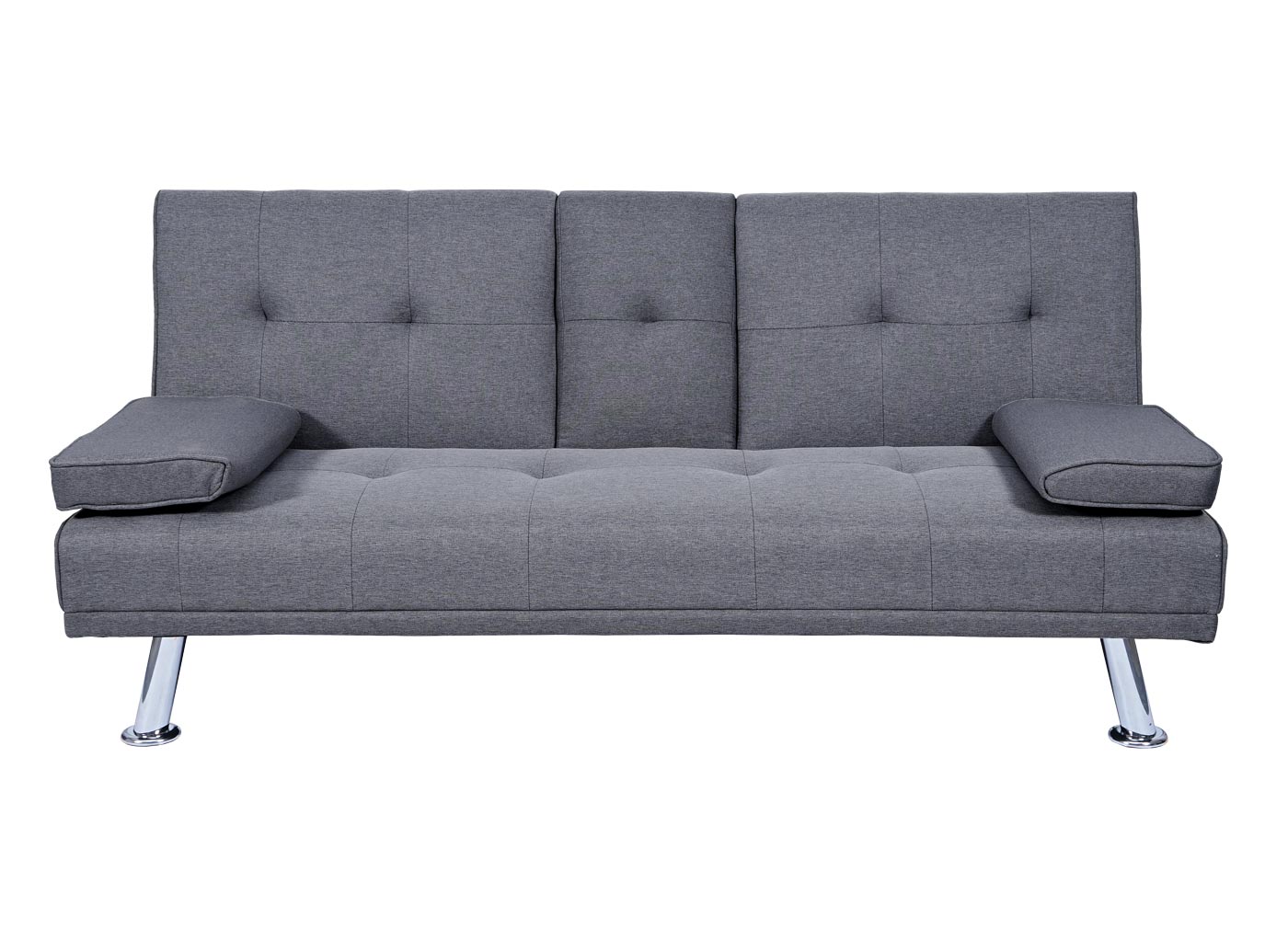 Cosmo Casa - 3-zitsbank - Bekerhouder - Textiel - Donkergrijs - 97×166 cm