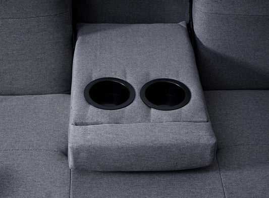 Cosmo Casa - 3-zitsbank - Bekerhouder - Textiel - Donkergrijs - 97×166 cm