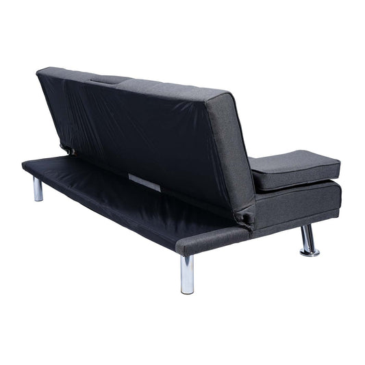 Cosmo Casa - 3-zitsbank - Bekerhouder - Textiel - Donkergrijs - 97×166 cm