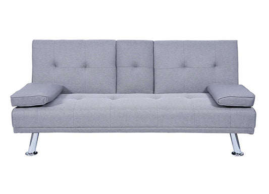 Cosmo Casa - 3-zitsbank - Bekerhouder - Textiel - Lichtgrijs - 97×166 cm