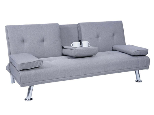 Cosmo Casa - 3-zitsbank - Bekerhouder - Textiel - Lichtgrijs - 97×166 cm