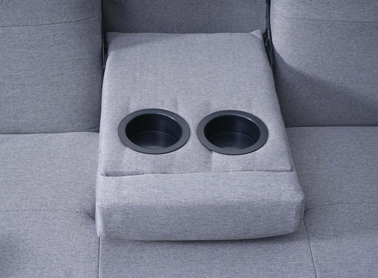 Cosmo Casa - 3-zitsbank - Bekerhouder - Textiel - Lichtgrijs - 97×166 cm