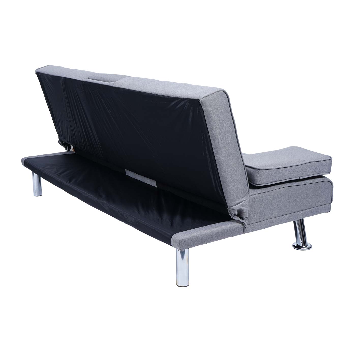 Cosmo Casa - 3-zitsbank - Bekerhouder - Textiel - Lichtgrijs - 97×166 cm